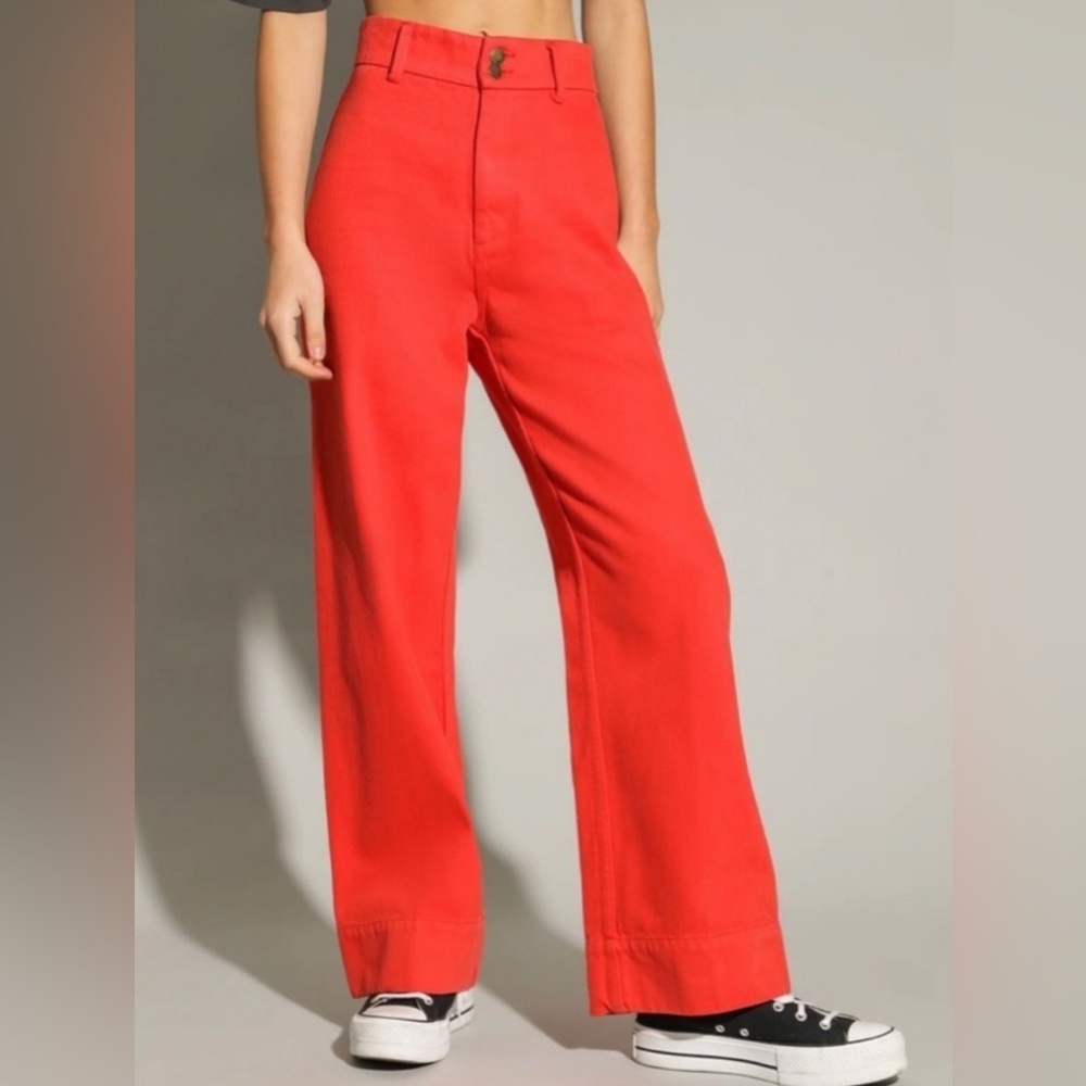 Thrills High Waisted Wide Leg Red Pants